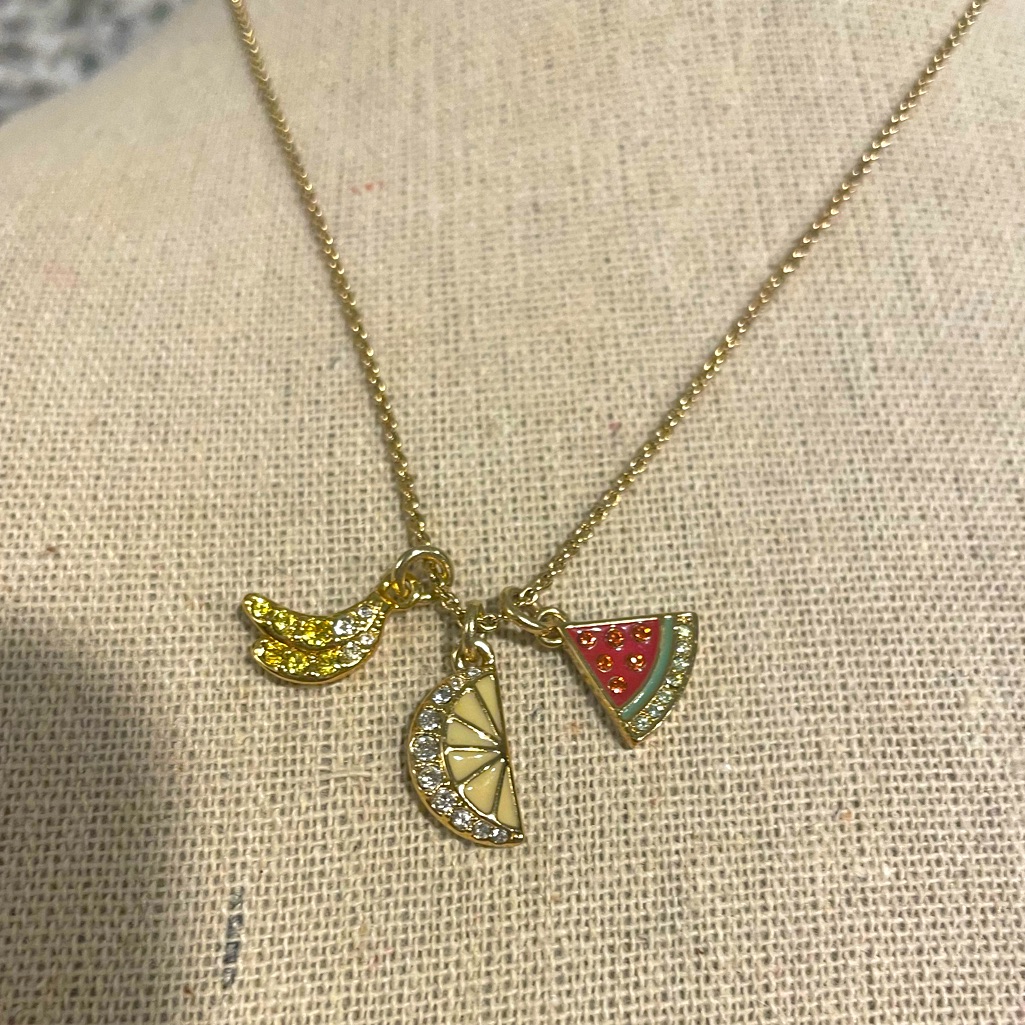 Tommy Bahama Tropical Fruit Charm Necklace Swarovski Crystals 40$